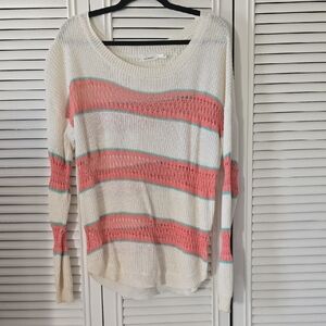 Blu Pepper Cream and Coral Striped Sweater